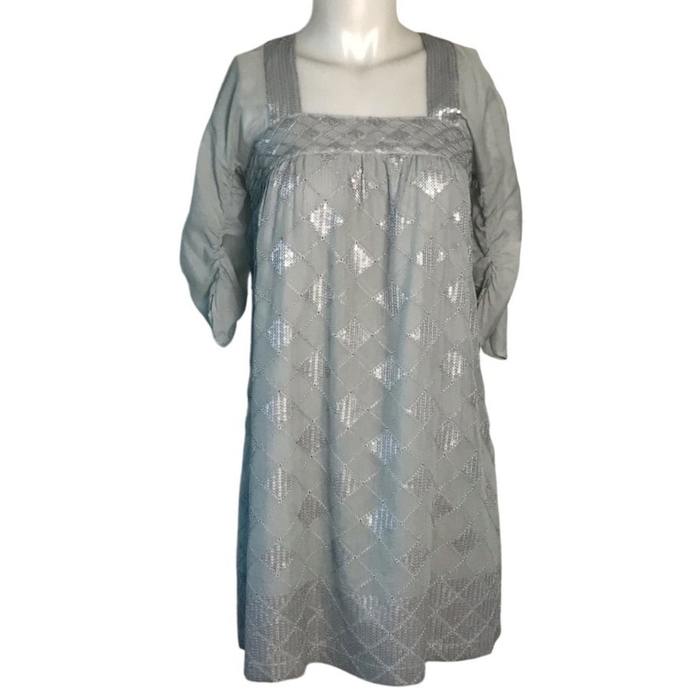 GOLD HAWK GREY SILVER SEQUIN DRESS‎